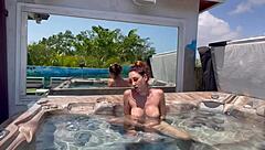 WOW! artemisia's big tits shake in outdoor jacuzzi masturbation!