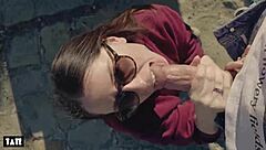 outdoor thrill as amateur deepthroats stranger's cock hungrily