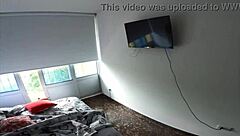 Seductive neighbor dances teasingly in apartment close-up