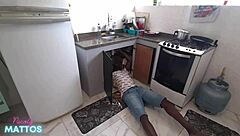 black plumber rams nicoly mattos on kitchen sink 🍑😈