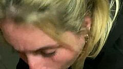 Blonde Deepthroats Black Cock In Public Cinema Bathroom