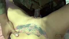 Milf sneaks creampie fuck with naval marine watching