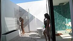 neighbors catch us fucking hard in community pool bathroom! 😏💦