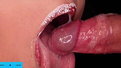 i slurp cum twice from sloppy latina teen blowjob close-up