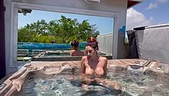 WOW! artemisia's big tits shake in outdoor jacuzzi masturbation!