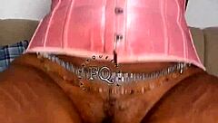 Oh Fuck, Ebony Teen Slams Huge Rainbow Dildo Between Big Boobs!