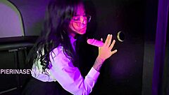 What if this big-ass brunette took two cocks through the glory hole?