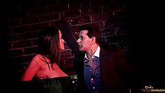 Busty Brunette Sucks Cock Before Doggystyle Pussy Pounding