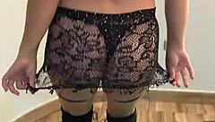 latina dances sexy in see-through lingerie and shorts