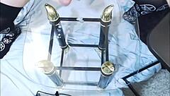 Sexy emo tranny laps up her own sticky cum after intense solo orgasm blast