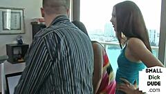 Femdom teens jerk and humiliate that tiny penis in hot 3some!