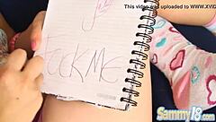 petite blonde teen sammy strips teases fingers pussy solo