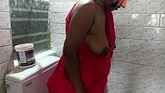 tantrik mata fingers herself in toilet then gets pussy drilled hard