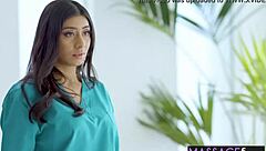 sweet teen babe's pussy fingered after lesbian massage