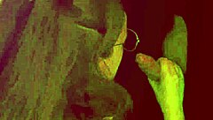 Nurse greene kneels at gloryhole sucking stranger's throbbing cock hungrily