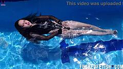 Petite latina jessica bunny swims wet underwater in pool 🏊‍♀️🍑