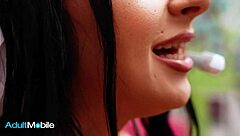 Pierced gamer babe Payton Preslee sucks Tommy Gunn's thick cock with shaved pussy tan lines