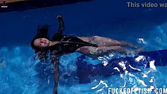 Petite latina jessica bunny swims wet underwater in pool 🏊‍♀️🍑