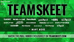 Stunning teen babe rides landlord's cock with perky tits bouncing