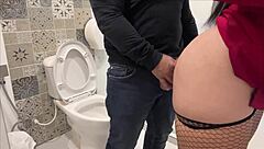 tall curvy secretary office bathroom sex ends creamy creampie doggystyle