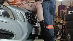 Bella James' Tight Pussy Ripped By Mechanic In Car!