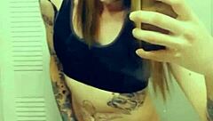 hot tranny gropes her throbbing clitty in satin