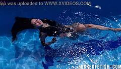 Petite latina jessica bunny swims wet underwater in pool 🏊‍♀️🍑