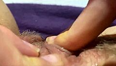 Huge clit jerked to orgasm