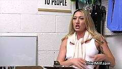 Blonde Cougar Strips for Officer’s Fat Cock Office Desk