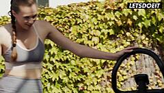 stunning czech teen cougar threesome pool cumshots