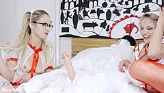 lesbian nurse twins in tight fetish threesome drive me wild