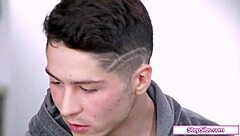 blindfolded girlfriend takes cock while friend watches threesome