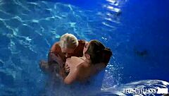 Alura Jenson's sexy blonde babe teases with curvy natural tits and softcore kissing party