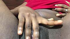 ebony beauty's wet pussy throbs in homemade solo orgasm frenzy