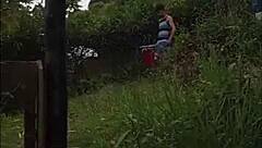 neighbor caught me alone fucked my wet pussy hard in backyard