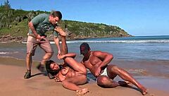 Babalu get ready those dicks filling every hole on sandy beach