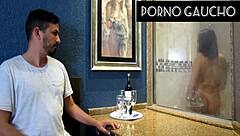 jhennicris dj flaunts big tits creampie tease in steamy sauna voyeur