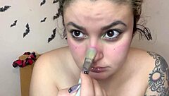 Hey daddy, watch this fetish topless cute kitten makeup tease