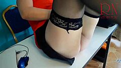 naughty sexretary flashes pussy under desk cam