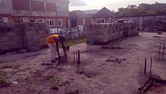 neighbor's bricklayer rams my wet shaved pussy rough