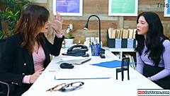 big tit shemale boss fucks intern hard outdoors in the snow!