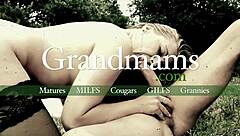 Blonde granny rides young stud kitchen passion