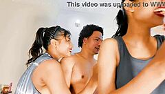 Petite girlfriend's tight ass takes bff's cock in romantic threesome