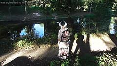 Hairy Chubby Mature Flashes Pussy In Park