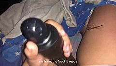 damn this hot brunette pendeja sucks cock sloppy then fucks with huge dildo pov