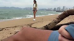 Hey beach cutie, let me help with that public jerkoff cumshot