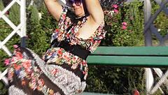 Hairy Chubby Mature Flashes Pussy In Park