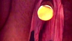 watch these huge pink pussy lips stretch and dangle with weights