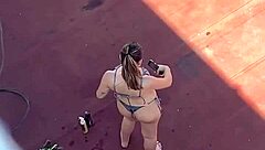 Argentinian neighbors sunbathing bikinis spied on terrace!