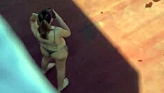 Argentinian neighbors sunbathing bikinis spied on terrace!